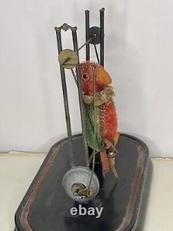 Antique AUTOMATON CLOCKWORK TOY PARROT Mechanical Windup