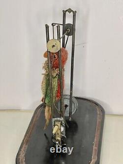 Antique AUTOMATON CLOCKWORK TOY PARROT Mechanical Windup