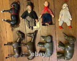 Antique American Shoenhut / Delevan Humpty Dumpty Circus Toy Lot +Barney Google
