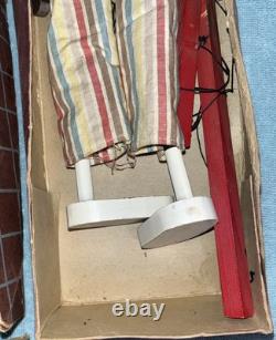 Antique Black Marionette Puppet in Striped Overalls & Pink Shirt withGraysons Box