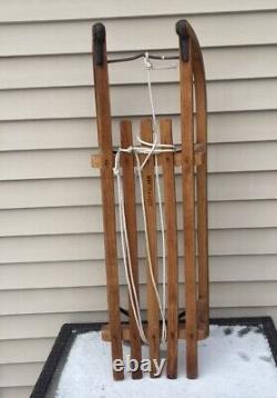 Antique DAVOS Germina Wood Transport Sled with Metal Runners 33 Long