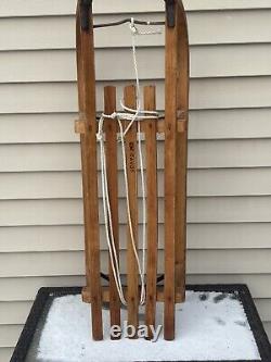 Antique DAVOS Germina Wood Transport Sled with Metal Runners 33 Long