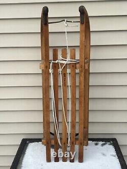 Antique DAVOS Germina Wood Transport Sled with Metal Runners 33 Long