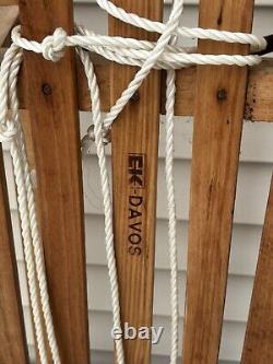 Antique DAVOS Germina Wood Transport Sled with Metal Runners 33 Long