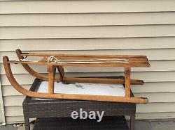 Antique DAVOS Germina Wood Transport Sled with Metal Runners 33 Long