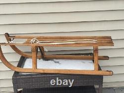 Antique DAVOS Germina Wood Transport Sled with Metal Runners 33 Long