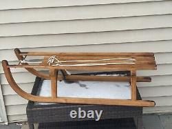 Antique DAVOS Germina Wood Transport Sled with Metal Runners 33 Long