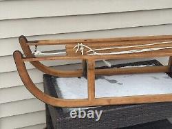 Antique DAVOS Germina Wood Transport Sled with Metal Runners 33 Long