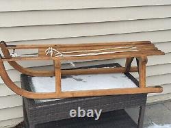 Antique DAVOS Germina Wood Transport Sled with Metal Runners 33 Long