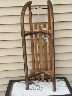 Antique DAVOS Germina Wood Transport Sled with Metal Runners 33 Long