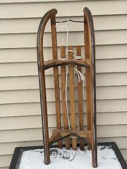 Antique DAVOS Germina Wood Transport Sled with Metal Runners 33 Long