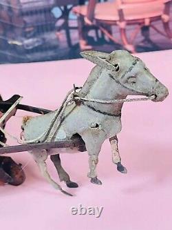 Antique D. R. G. M Germany Tin Toy Wind Up Circus Carriage Rare Clown and Horse