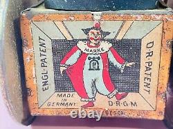 Antique D. R. G. M Germany Tin Toy Wind Up Circus Carriage Rare Clown and Horse