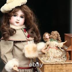 Antique Dolls Adorable Bisque Automation Doll Musical Box1900s Poupée ancien