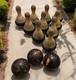 Antique Duck Rubber Banded Pin Bowling Set 3 Balls 10 Pins Rare Full Set