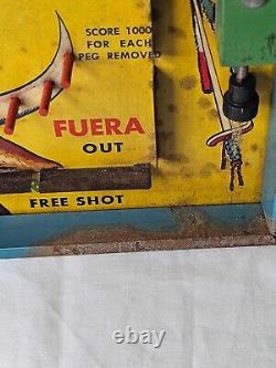 Antique El Toro Norstar Bull Fighter Tin Poosh M Up Marble Table top game pinbal