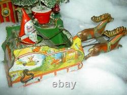 Antique Ferdinand Strauss tin Clockwork Wind Up SANTEE CLAUS American Toy c1921