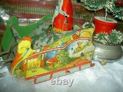 Antique Ferdinand Strauss tin Clockwork Wind Up SANTEE CLAUS American Toy c1921