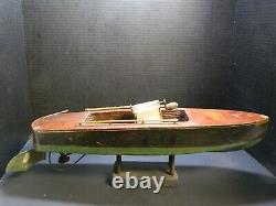 Antique Flying Yankee Wooden Toy 22' Rimmer Wind Up Boat by Jacrim MFG. Good