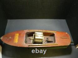 Antique Flying Yankee Wooden Toy 22' Rimmer Wind Up Boat by Jacrim MFG. Good