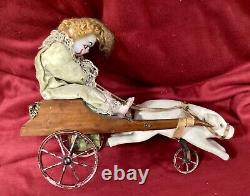 Antique French Wind Up Mechanical Clown and Pig Toy