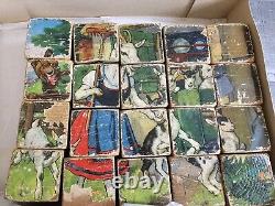 Antique German 1940s Multi-Sided Block Wood Puzzle Box Set WW2 Era Toy
