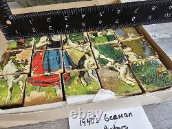 Antique German 1940s Multi-Sided Block Wood Puzzle Box Set WW2 Era Toy