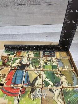 Antique German 1940s Multi-Sided Block Wood Puzzle Box Set WW2 Era Toy