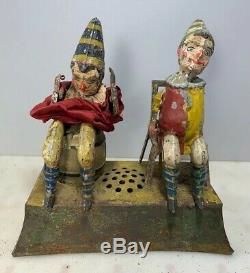 Antique German Gunthermann Clockwork Tin Toy Windup Musical Automated Clowns