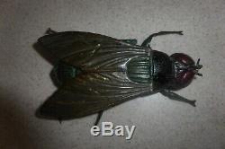 Antique German Key Wind Up Toy Tin Painted Fly Insect RARE