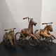 Antique Handmade Wooden Horse Lot Vintage Toys With Saddles