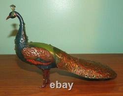Antique Hans Eberl German Windup Tin Litho Walking Peacock Pao Pao