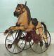 Antique Horse Velocipede Childs Toy Tricycle Wrought Iron & Wood Real Hair Tail