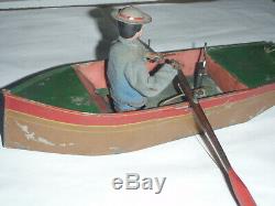 Antique Ives Clockwork Single oarsman Boat windup Pat. 1869