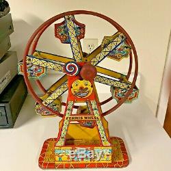 Antique J. Chein 17 Tin Wind-up Ferris Wheel