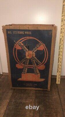 Antique J Chein Hercules Mechanical Ferris Wheel Tin Tony Mint in box