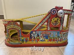 Antique J. Chein Tin Litho Wind Up Roller Coaster With 1 Red Car Must See