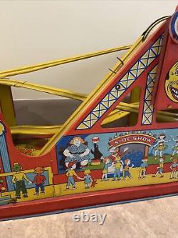 Antique J. Chein Tin Litho Wind Up Roller Coaster With 1 Red Car Must See