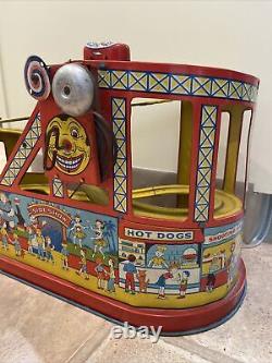 Antique J. Chein Tin Litho Wind Up Roller Coaster With 1 Red Car Must See