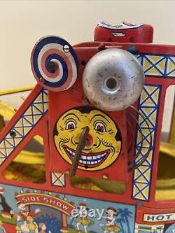 Antique J. Chein Tin Litho Wind Up Roller Coaster With 1 Red Car Must See