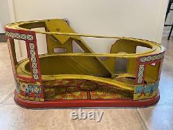 Antique J. Chein Tin Litho Wind Up Roller Coaster With 1 Red Car Must See