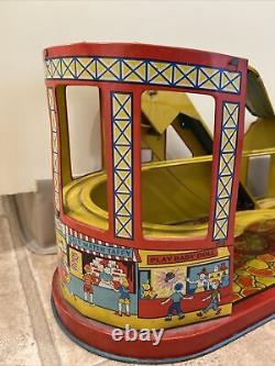 Antique J. Chein Tin Litho Wind Up Roller Coaster With 1 Red Car Must See