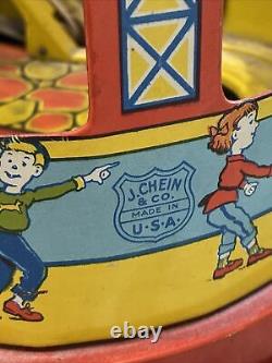 Antique J. Chein Tin Litho Wind Up Roller Coaster With 1 Red Car Must See