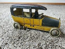 Antique Lehmann Tin Toy Taxi with Driver Wind up Made in Germany