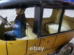Antique Lehmann Tin Toy Taxi with Driver Wind up Made in Germany