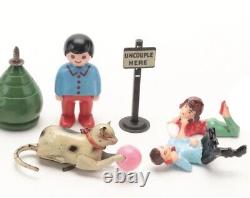 Antique Lot of Tin Litho Wind-Up Toys, Celluloid Dolls, Trains, Banks & More