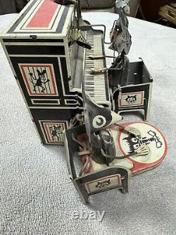 Antique Louis Marx Merrymaker Mouse Band Tin Toy. Circa 1930s with Original Box