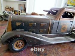 Antique Marx BIG Tin Toy Wind Up G-Man Pursuit Car- Great Graphics