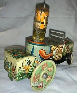 Antique Marx Tin Easter Litho Wind-up Toy Uncle Wiggily Rabbit In Car