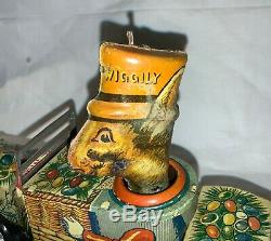 Antique Marx Tin Easter Litho Wind-up Toy Uncle Wiggily Rabbit In Car